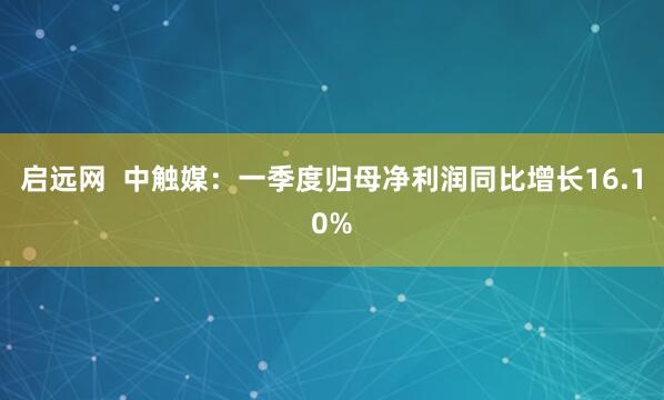 启远网  中触媒：一季度归母净利润同比增长16.10%
